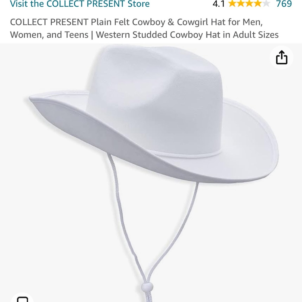 New Felt Cowboy Hat - white